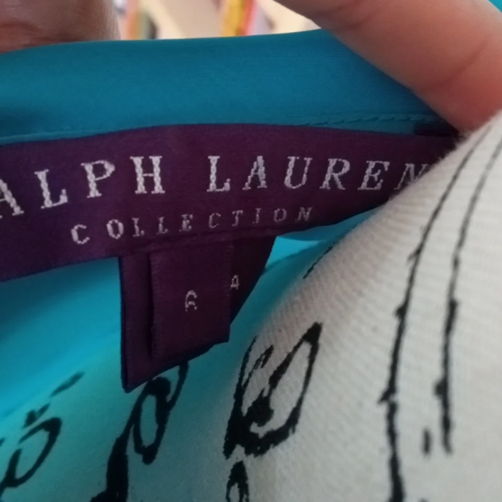 Ralph Lauren purple label women's blouse 100% silk size 6 turquoise color - Picture 12 of 17